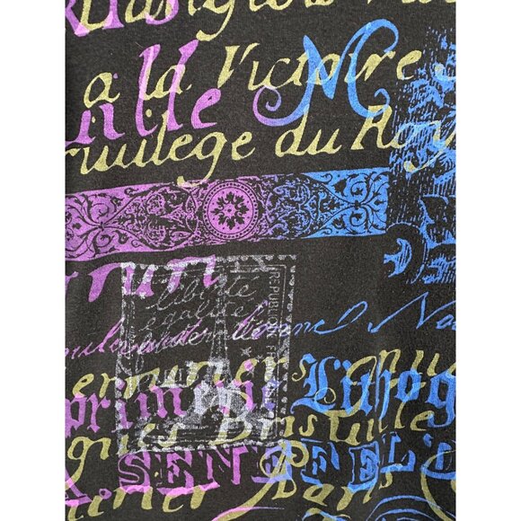 Vintage Y2K Glima Black Paris Long Sleeve Tee MED Goth Edgy Grunge Boho Paris - Picture 3 of 6